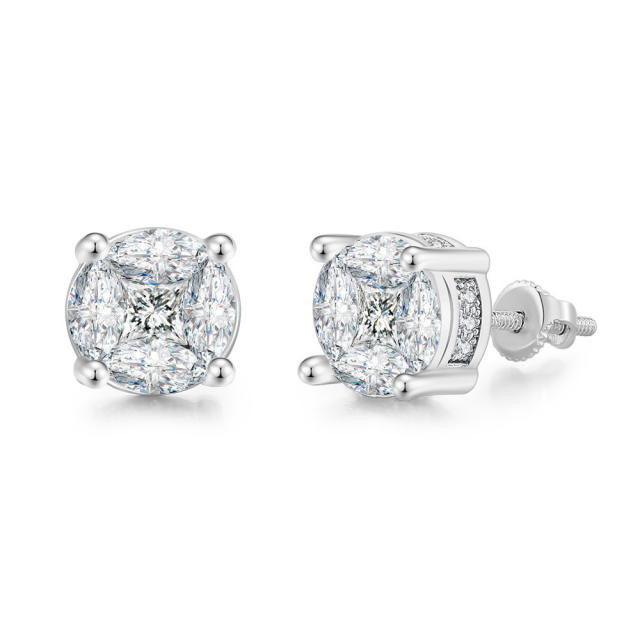Hiphop full diamond copper studs earring for men