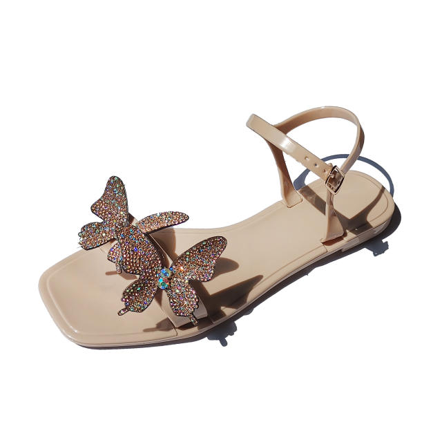 Hot sale diamond butterfly flat sandals