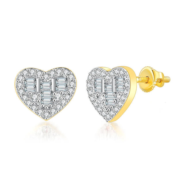 Hiphop full diamond copper studs earring for men
