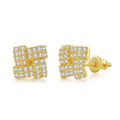 Hiphop full diamond copper studs earring for men