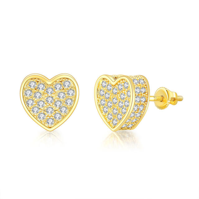 Hiphop full diamond copper studs earring for men