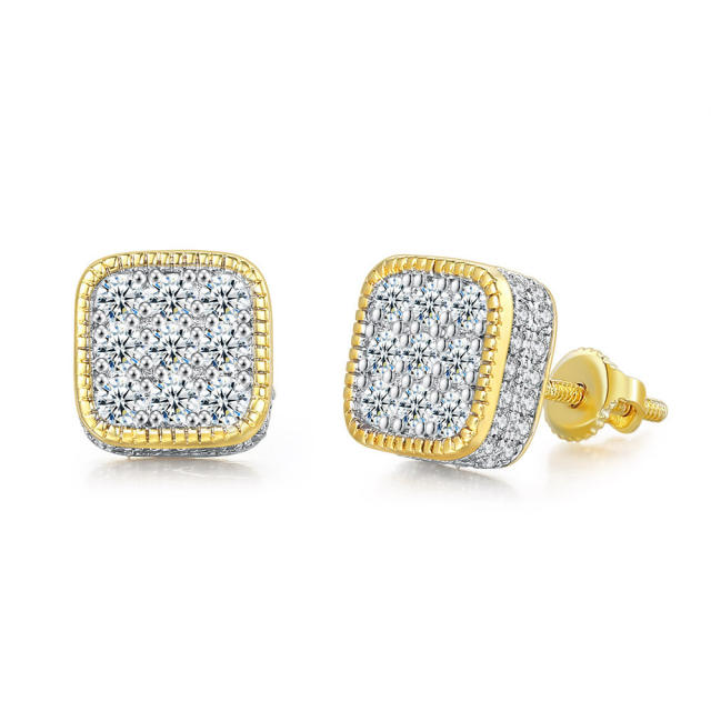 Hiphop full diamond copper studs earring for men