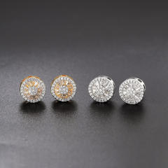 Hiphop full diamond copper studs earring for men