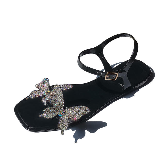 Hot sale diamond butterfly flat sandals