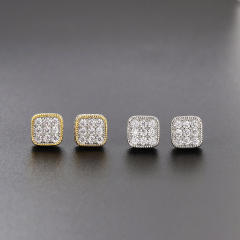 Hiphop full diamond copper studs earring for men