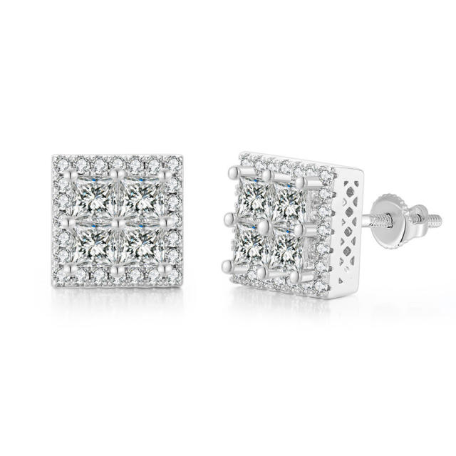Hiphop full diamond copper studs earring for men