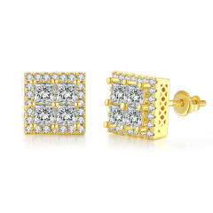 Hiphop full diamond copper studs earring for men