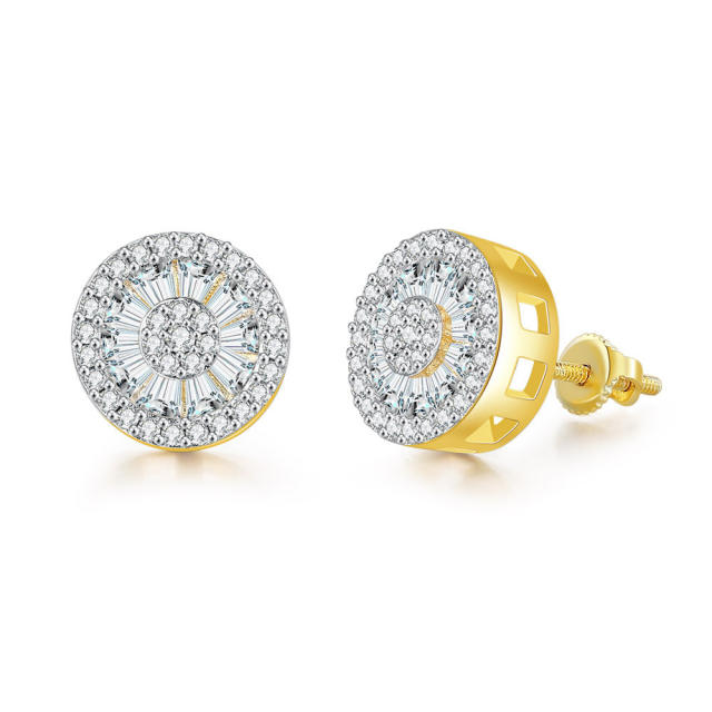 Hiphop full diamond copper studs earring for men