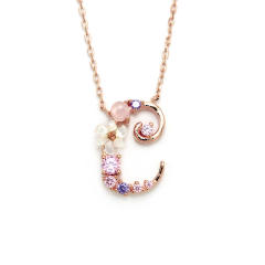 925 sterling silver shell flower initial letter dainty necklace