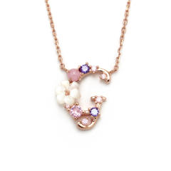 925 sterling silver shell flower initial letter dainty necklace