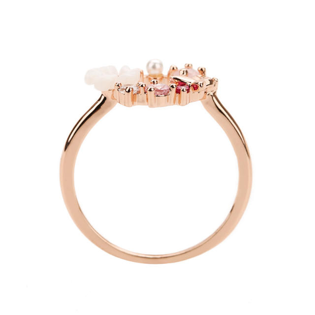 Creative korean fashion shell flower copper finger rings