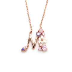 925 sterling silver shell flower initial letter dainty necklace