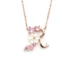 925 sterling silver shell flower initial letter dainty necklace