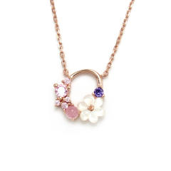 925 sterling silver shell flower initial letter dainty necklace