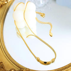 Boho natural stone stainless steel necklace