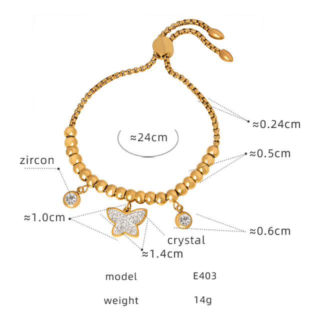 Hiphop diamond heart bead evil eye hasma hand charm stainless steel bracelet