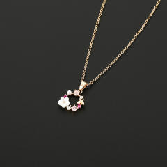 Korean fashion sweet shell flower pendant copper dainty necklace