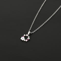 Korean fashion sweet shell flower pendant copper dainty necklace