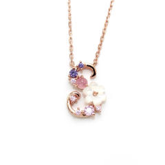 925 sterling silver shell flower initial letter dainty necklace