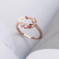 Creative korean fashion shell flower copper finger rings
