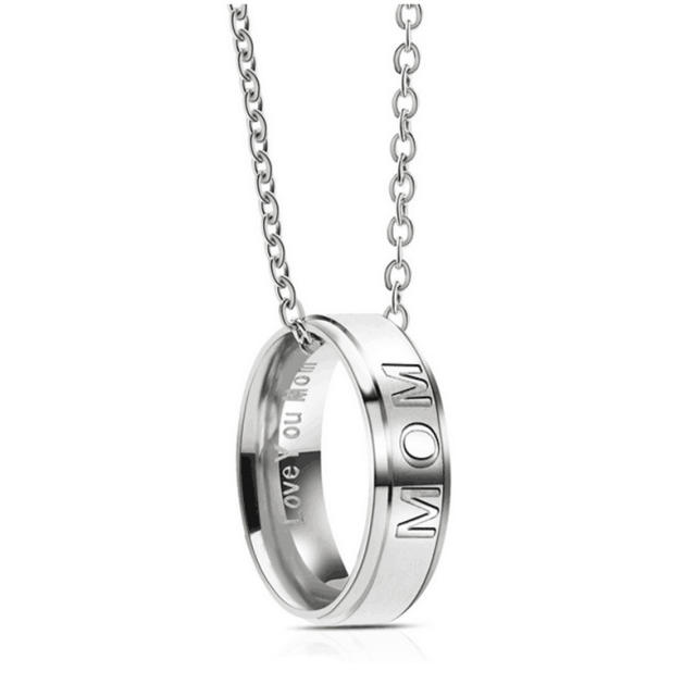 Hot sale dad mom ring stainless steel necklace