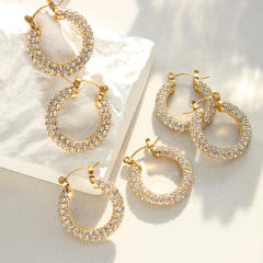 Diamond hoop stainless steel earrings