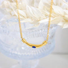 Boho natural stone stainless steel necklace
