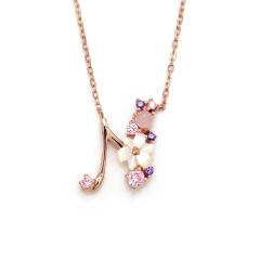 925 sterling silver shell flower initial letter dainty necklace