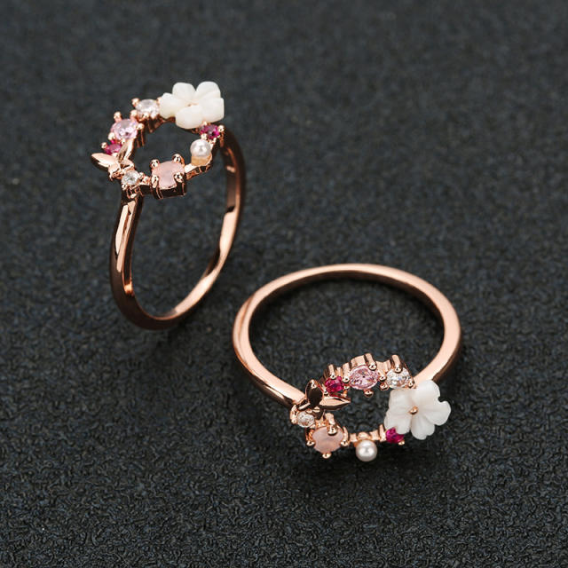 Creative korean fashion shell flower copper finger rings