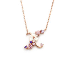 925 sterling silver shell flower initial letter dainty necklace