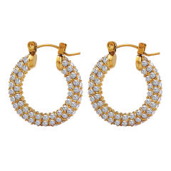 Diamond hoop stainless steel earrings