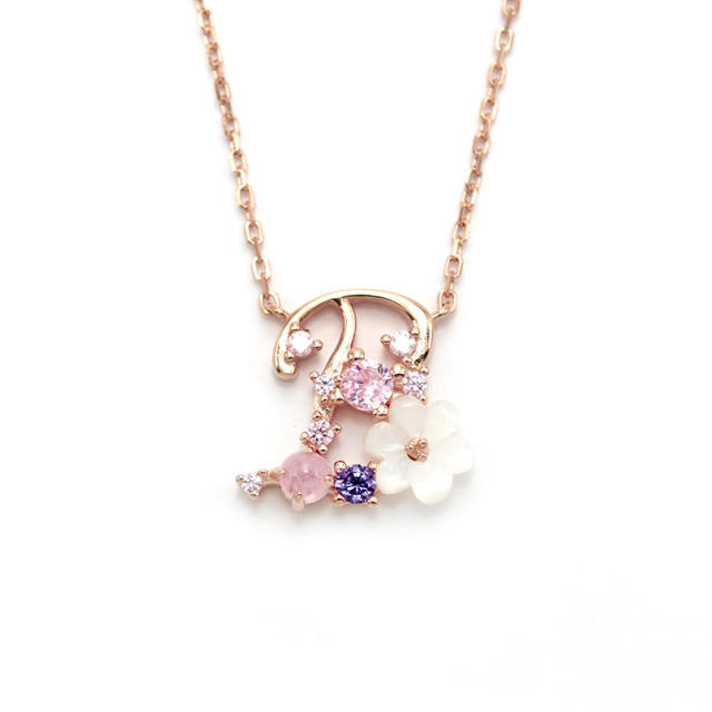 925 sterling silver shell flower initial letter dainty necklace
