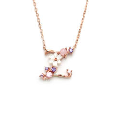 925 sterling silver shell flower initial letter dainty necklace