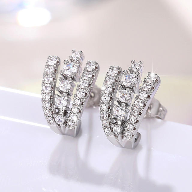 Hot sale chic diamond copper studs earrings