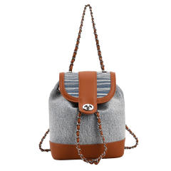 Fashionable color matching denim chain backpack