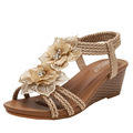 Boho bloom flower wedge gladiator sandals