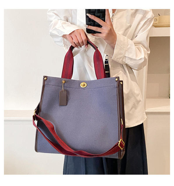 Classic color matching canvas handbag