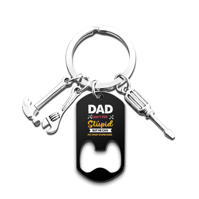 Father's day colorful printing stainless steel bottle opener keychain