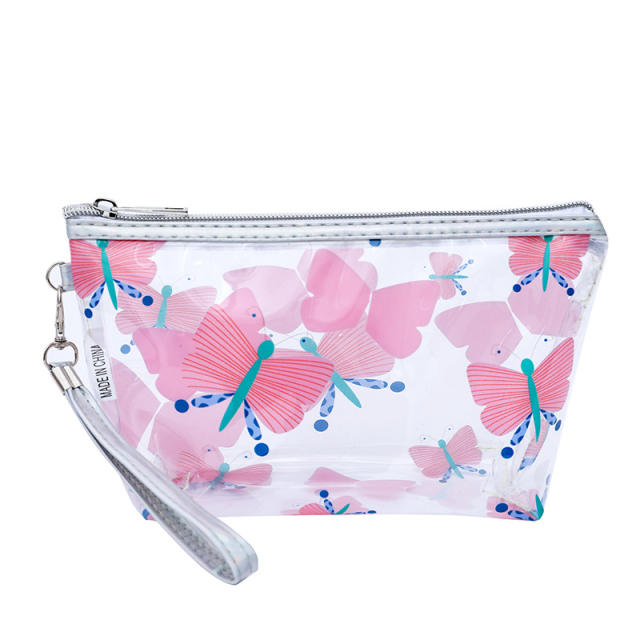 INS trend color printing butterfly clear cosmetic bag wash bag