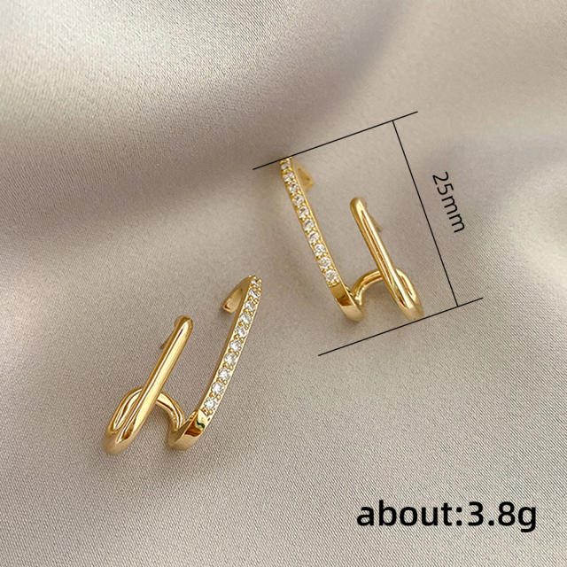 Personality gold color cubic zircon studs earrings