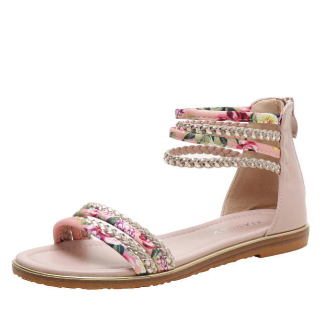 Casual floral pattern flat gladiator sandals