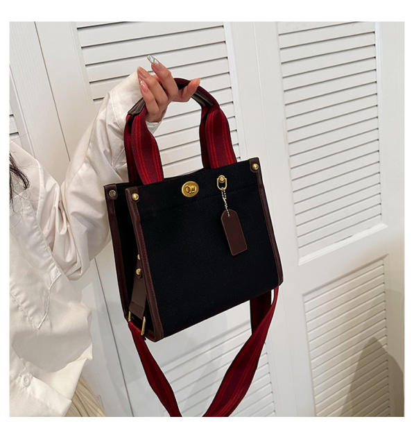 Classic color matching canvas handbag