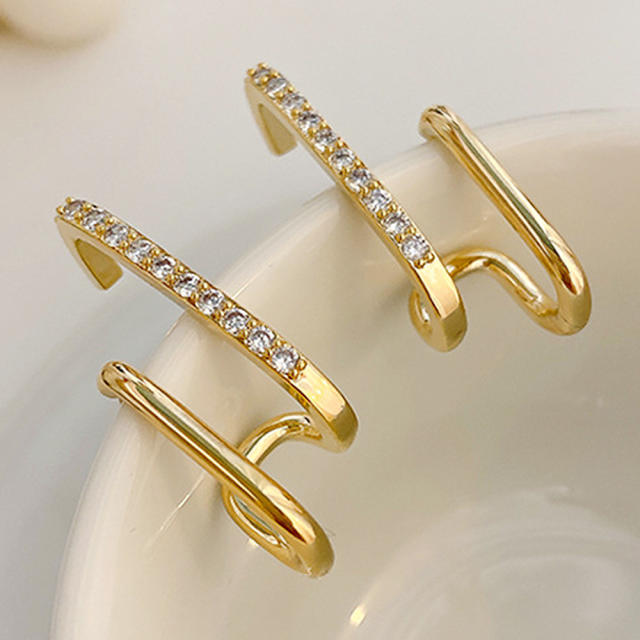 Personality gold color cubic zircon studs earrings