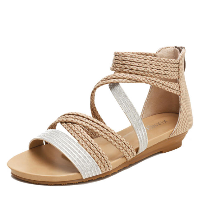 Boho cross strap flat gladiator sandals