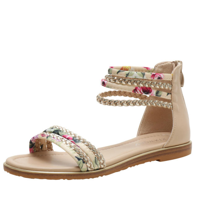 Casual floral pattern flat gladiator sandals
