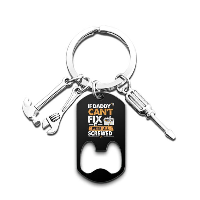 Father's day colorful printing stainless steel bottle opener keychain