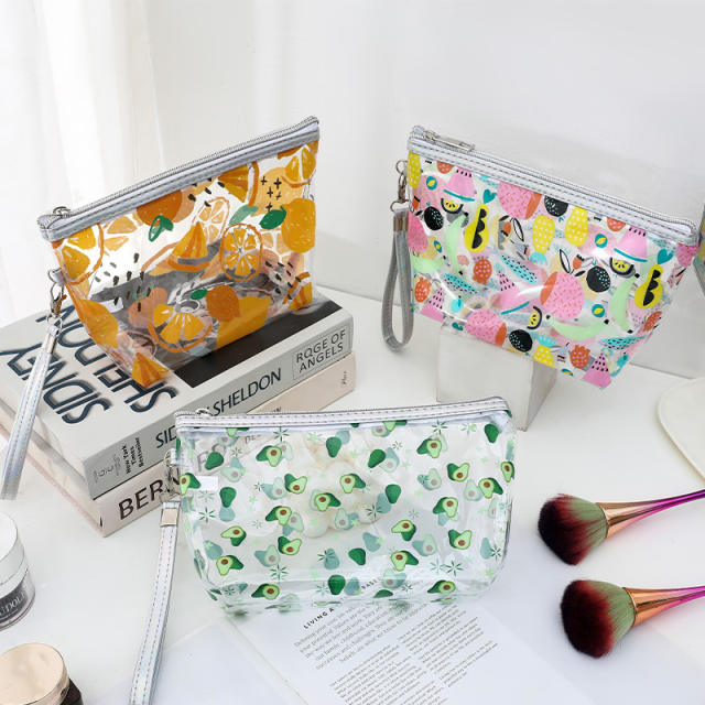INS trend color printing butterfly clear cosmetic bag wash bag