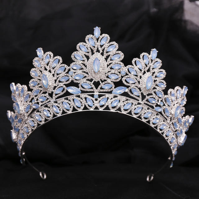 Baroque trend color tear drop crystal crown