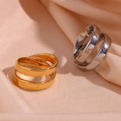Concise geometric line stainless steel rings
