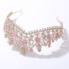 Baroque trend color tear drop crystal crown